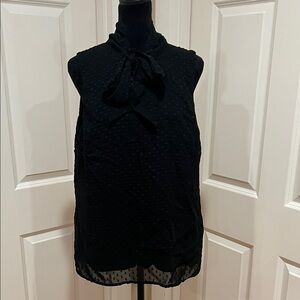 Banana Republic, woman’s, black, sleeveless, v-neck front, blouse. Size large.